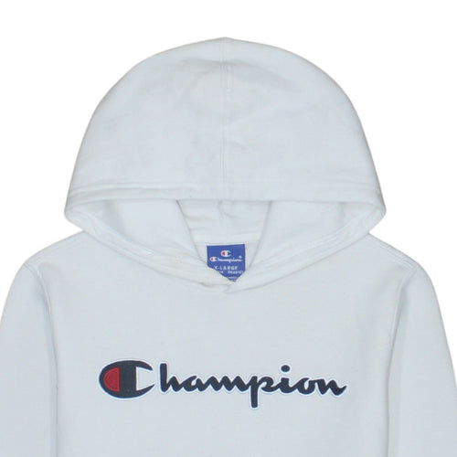 Champion Boys White 13-14 Yrs Pullover Hoodie with Logo Print