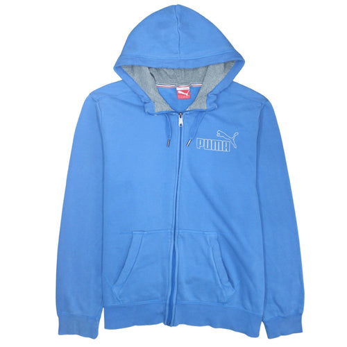 Puma Men's Blue Full Zip Hoodie Size L Sports Fleece Sweatshirt