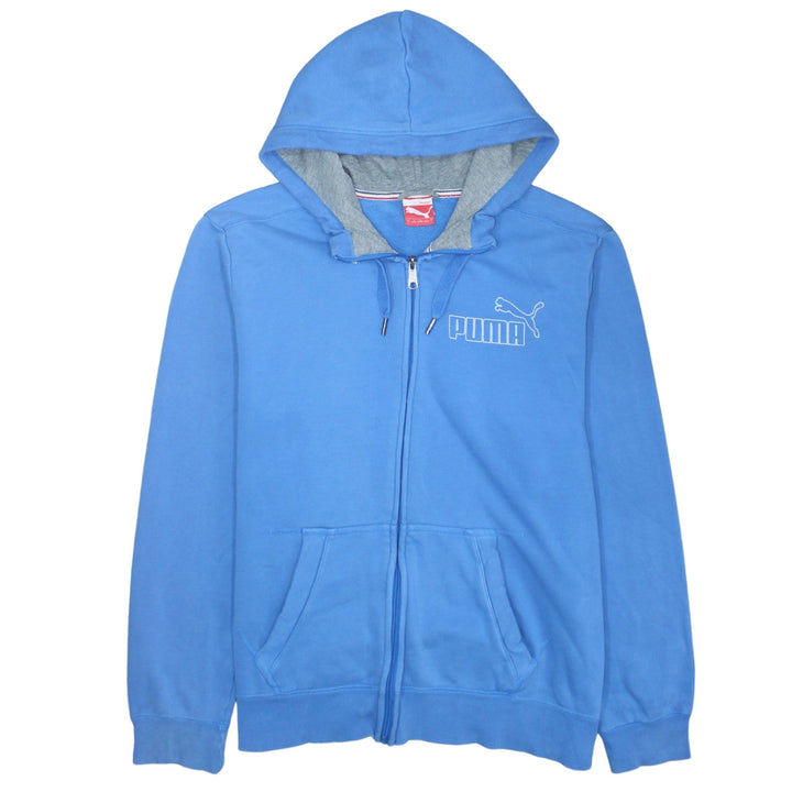 Puma Men's Blue Full Zip Hoodie Size L Sports Fleece Sweatshirt