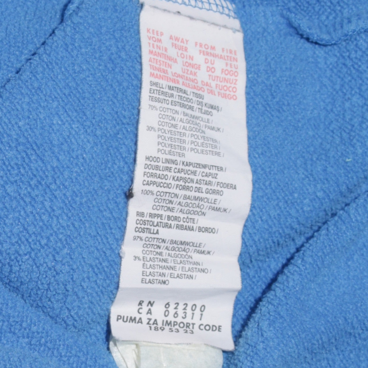 Puma Men's Blue Full Zip Hoodie Size L Sports Fleece Sweatshirt