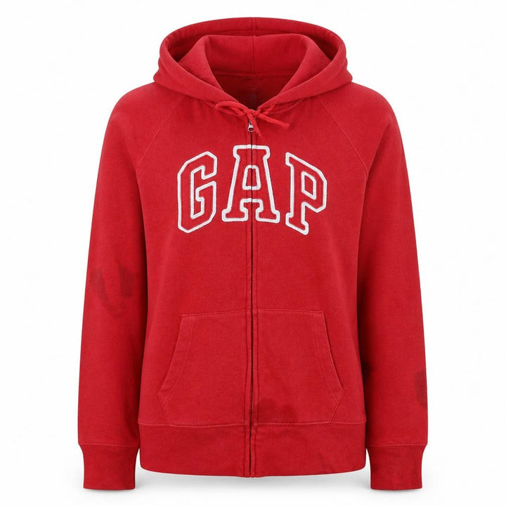 Gap Women Red Full Zip Hoodie Medium Cotton Blend Casual