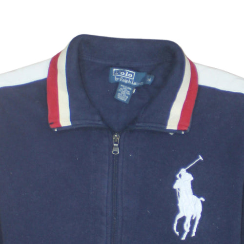 Polo Ralph Lauren Men's Navy Track Jacket M Full Zip Cotton Blend