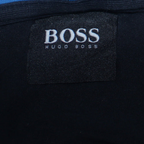 Hugo Boss Mens Black XL Full Zip Hoodie With Blue Hood Lining