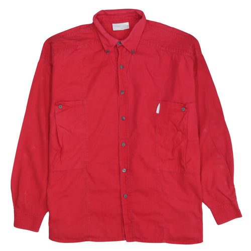 Adidas Vintage Women's Red Cotton Long Sleeve Button-Up Shirt Size 14