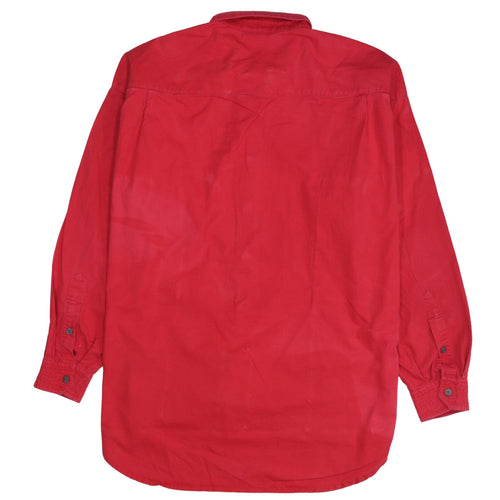 Adidas Vintage Women's Red Cotton Long Sleeve Button-Up Shirt Size 14