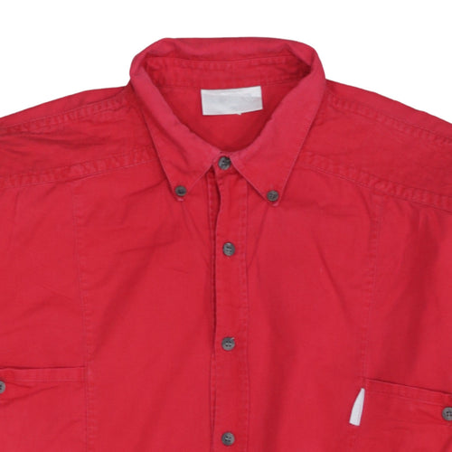 Adidas Vintage Women's Red Cotton Long Sleeve Button-Up Shirt Size 14