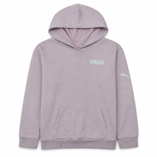 Front view of Puma girls’ pink pullover hoodie l (14-16) casual cotton blend