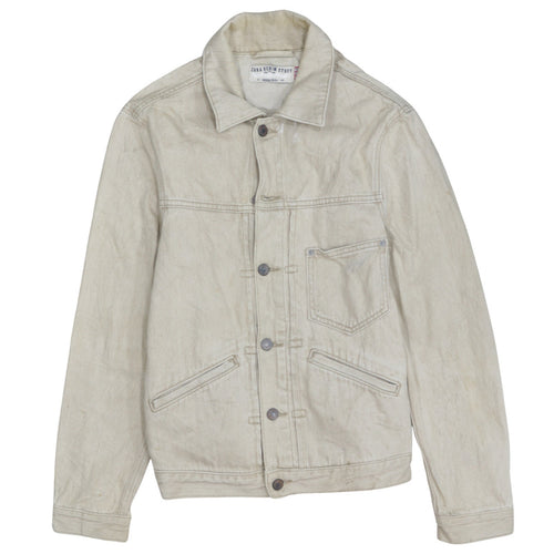 Zara Men Beige Slim Fit Denim Button-Up Jacket Size S