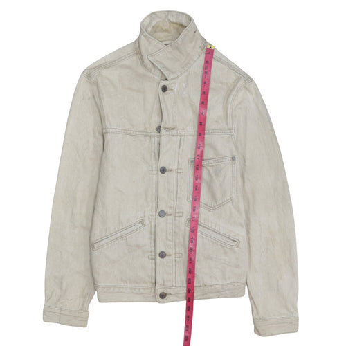 Zara Men Beige Slim Fit Denim Button-Up Jacket Size S