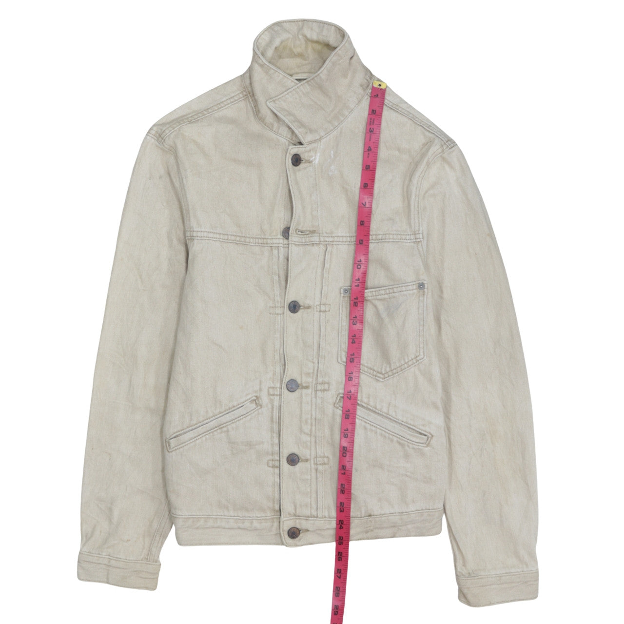 Zara Men Beige Slim Fit Denim Button-Up Jacket Size S