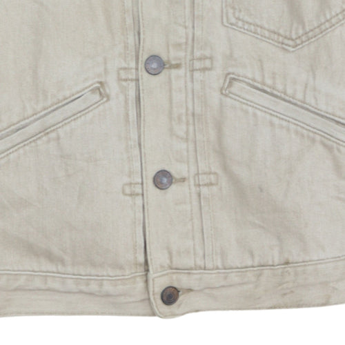 Zara Men Beige Slim Fit Denim Button-Up Jacket Size S
