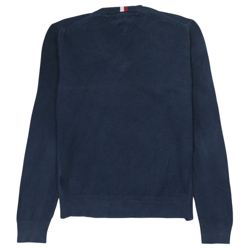 Tommy Hilfiger Men's Blue Cotton V-Neck Jumper Size L