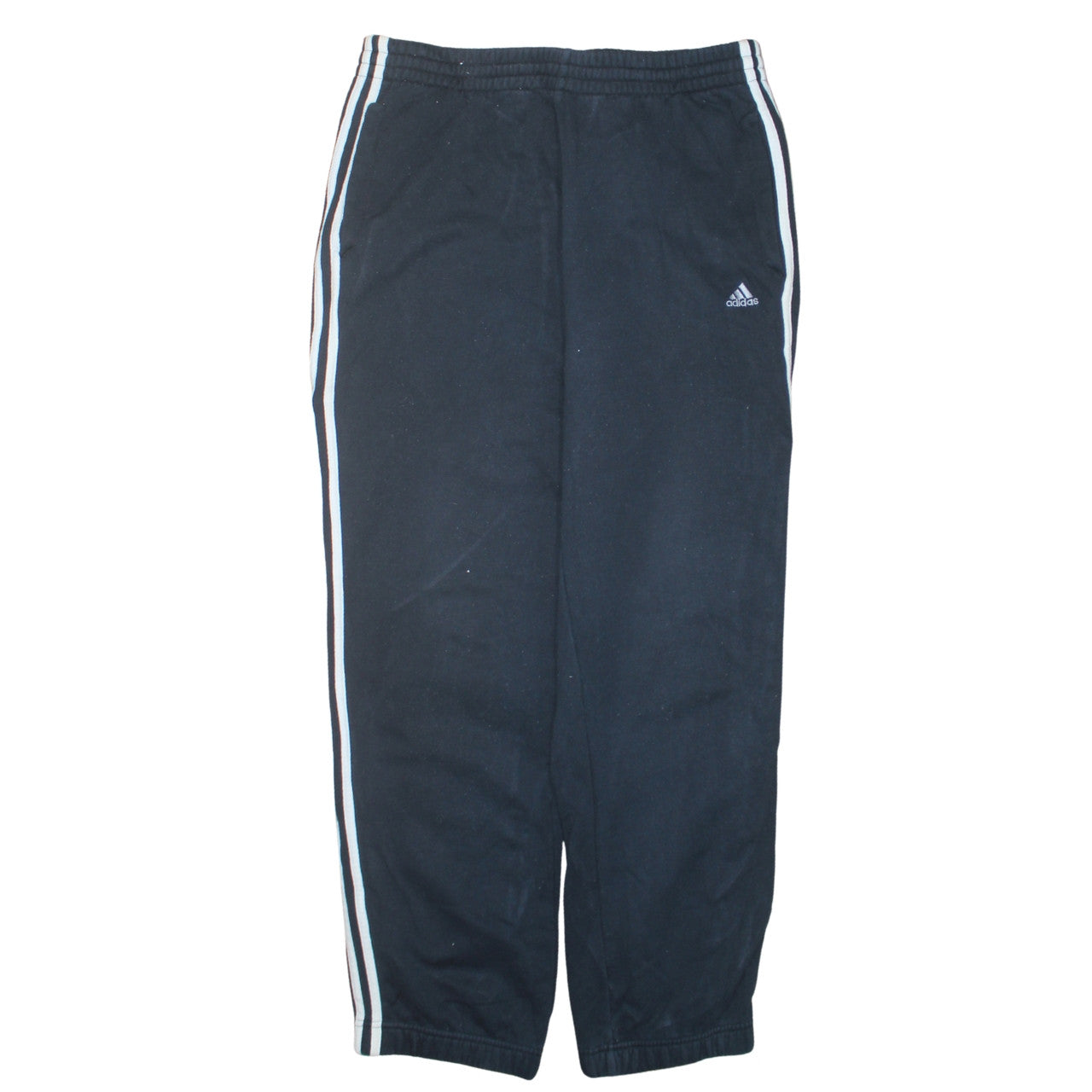 Adidas Men Black L Sweatpants Fleece Stripe Performance Essentials