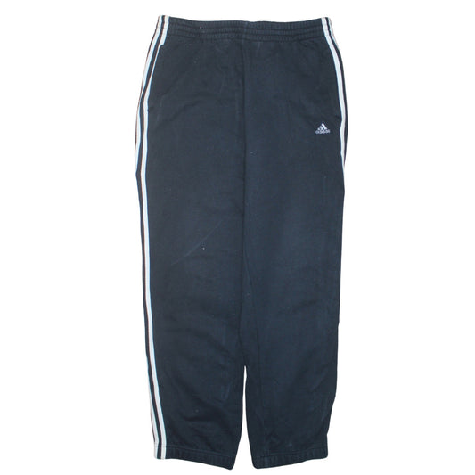 Adidas Men Black L Sweatpants Fleece Stripe Performance Essentials