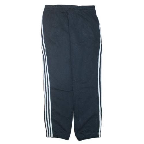 Adidas Men Black L Sweatpants Fleece Stripe Performance Essentials