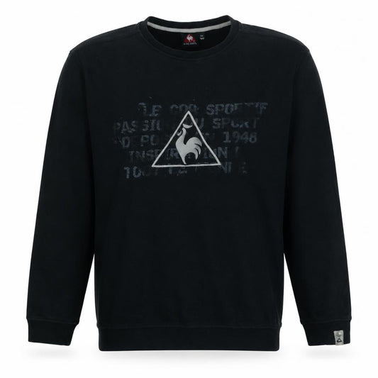 Front view of Le Coq Sportif Men's Black 2XL Pullover Sweatshirt