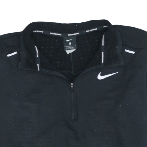 Nike Men's Black L 1/4 Zip Running Sweatshirt Athletic Pullover
