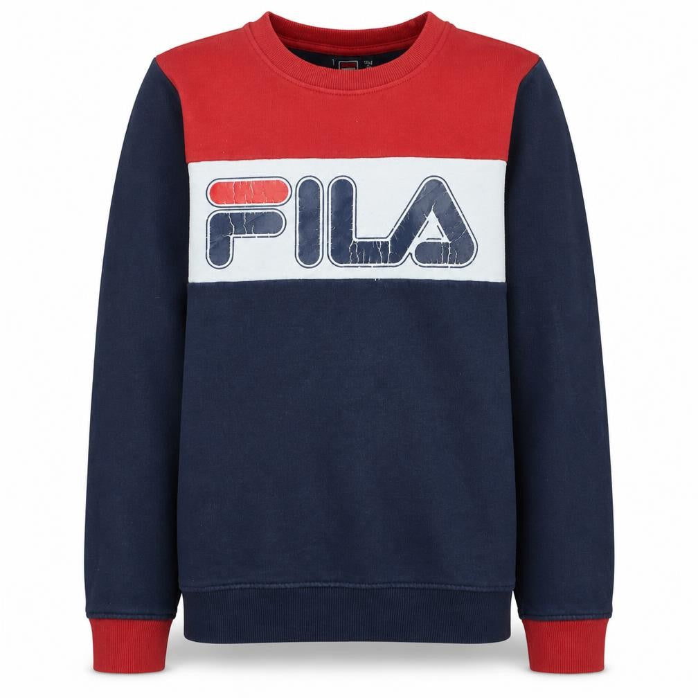 Front view of Fila boys’ multicoloured 14 years pullover sweatshirt with logo