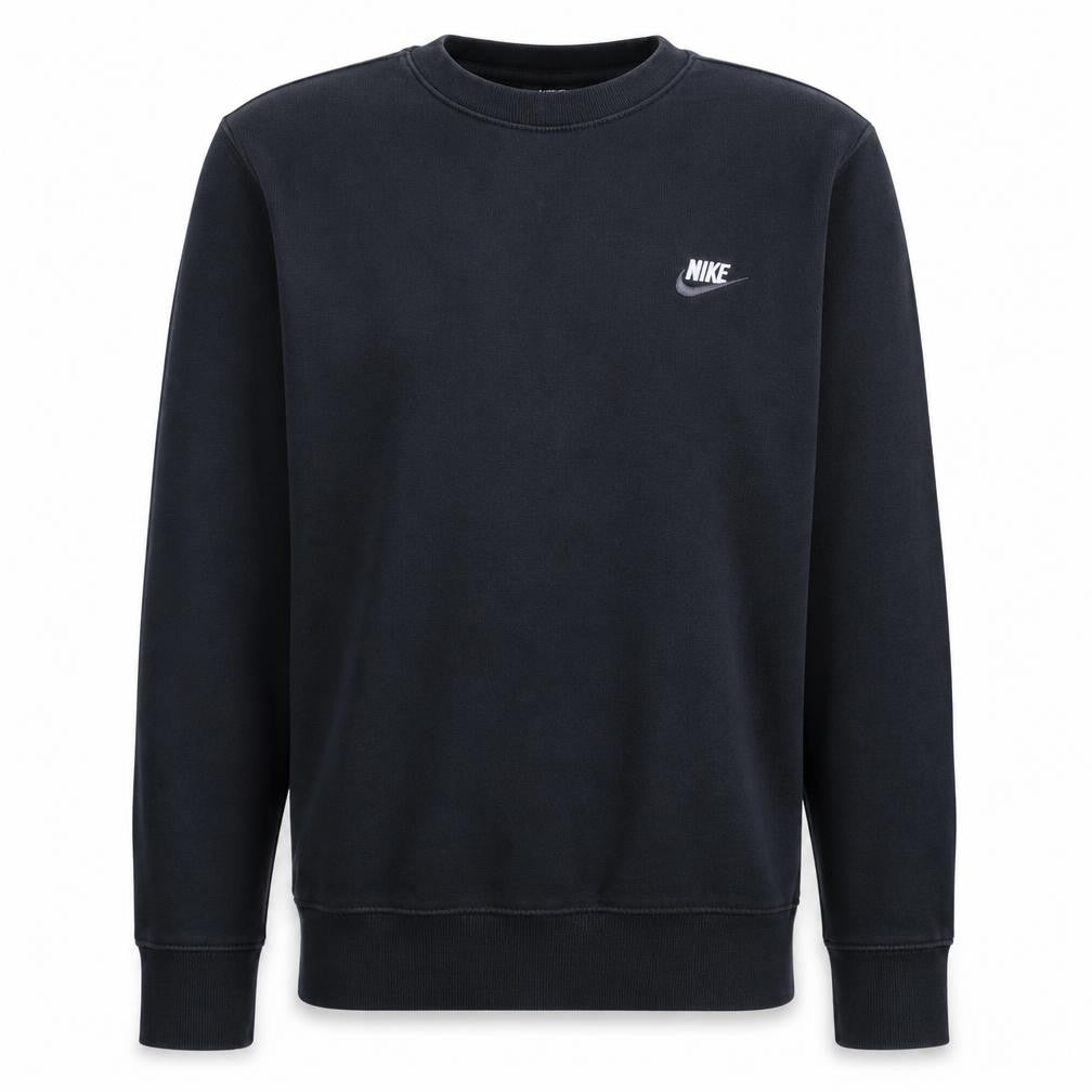 Front view of Nike Men's Black Crew Neck Pullover Sweatshirt, size S, Fleece