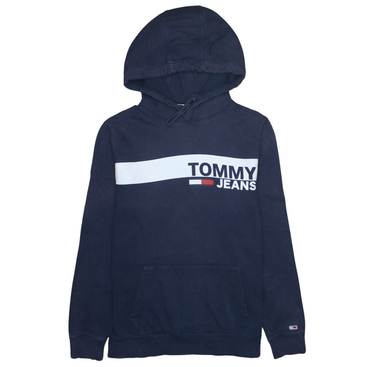 Tommy Jeans Men’s Blue Pullover Hoodie L Logo Fleece Sweatshirt