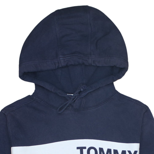 Tommy Jeans Men’s Blue Pullover Hoodie L Logo Fleece Sweatshirt