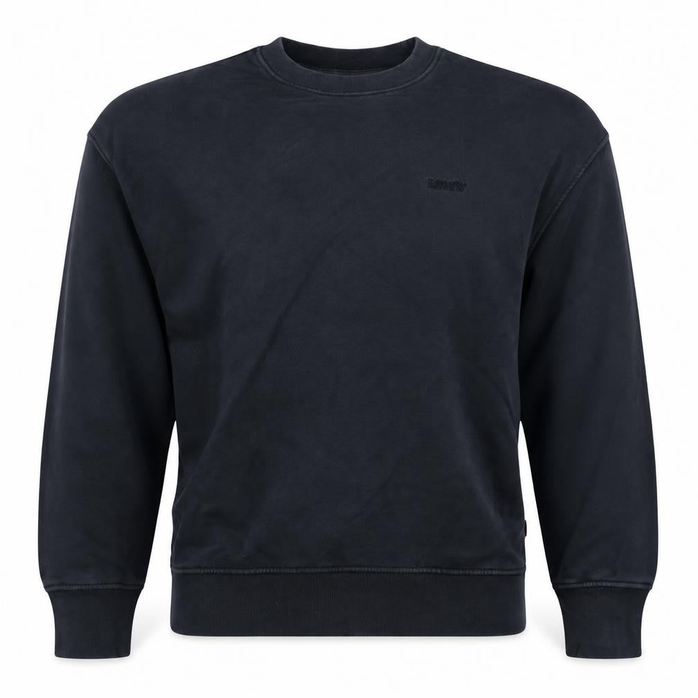 Front view of Levi's Men's Black Cotton Crew Neck Pullover Sweatshirt, size S