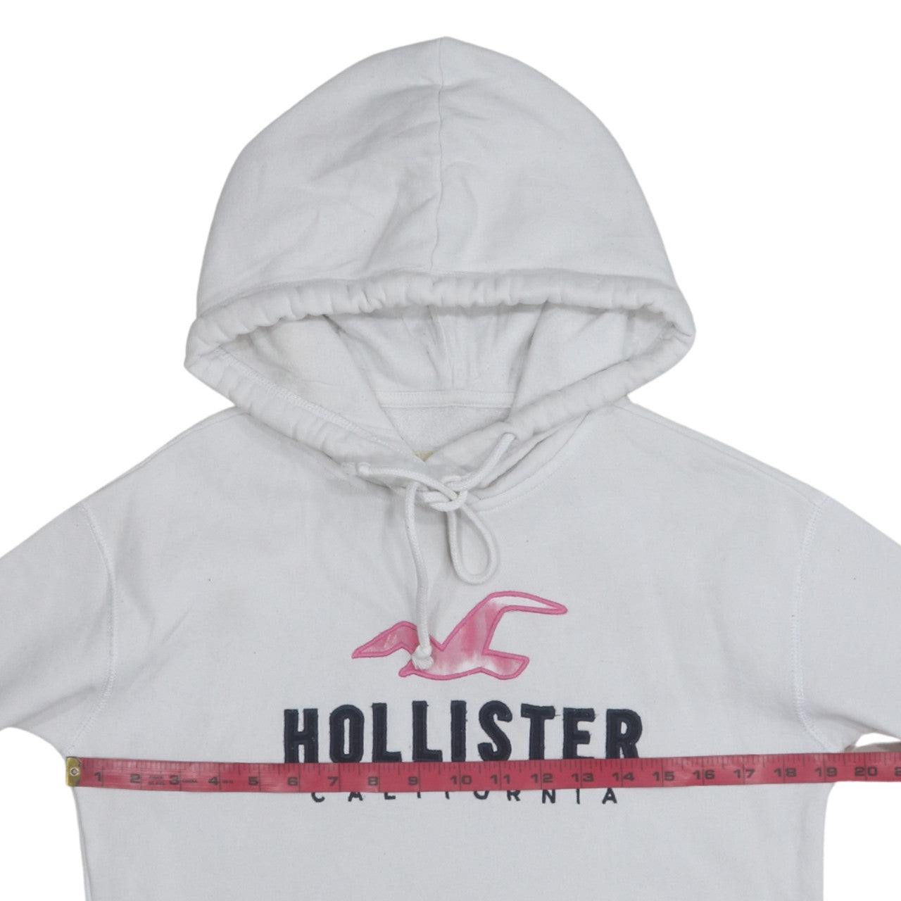 Hollister Womens White Pullover Hoodie Small Logo Print Casual