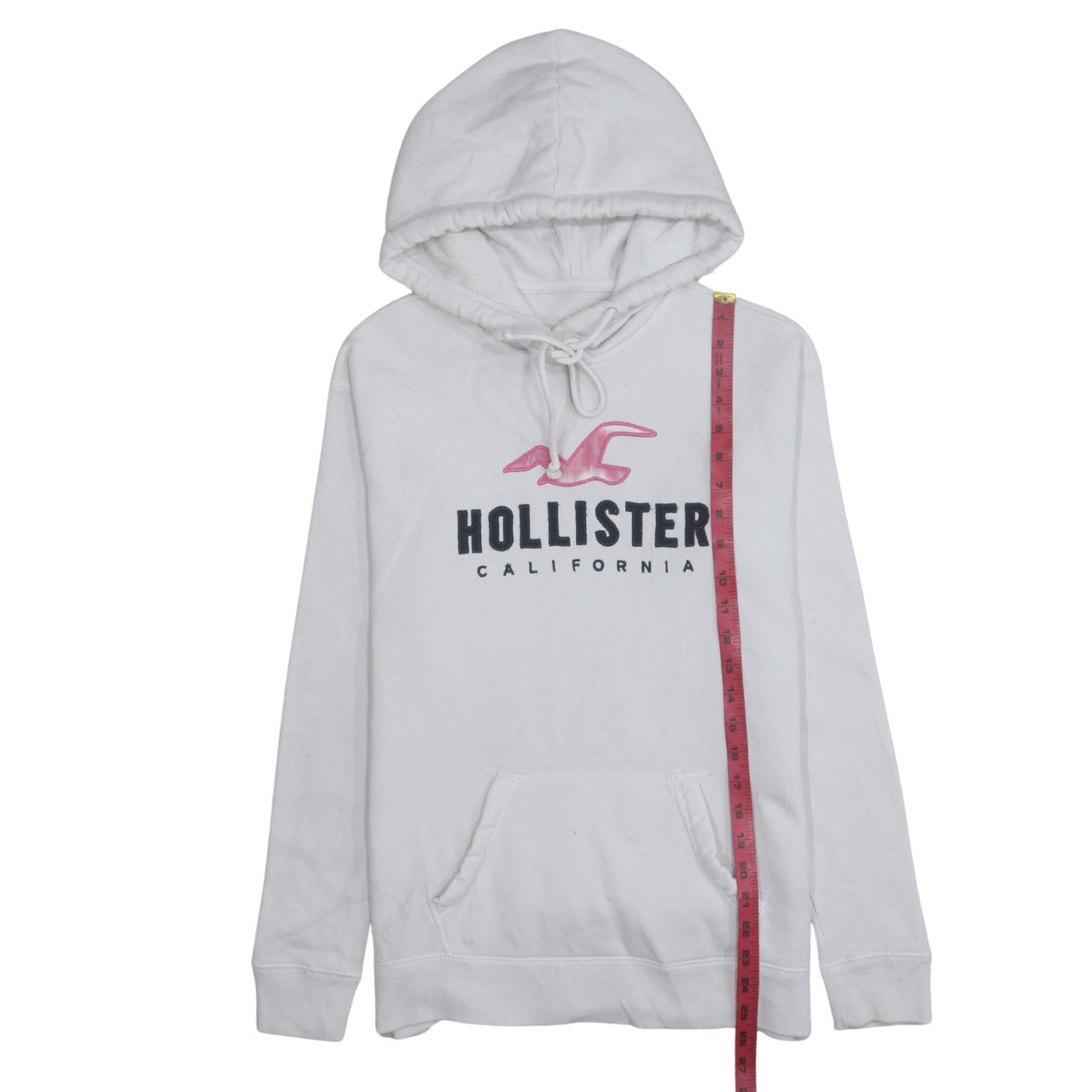Hollister Womens White Pullover Hoodie Small Logo Print Casual