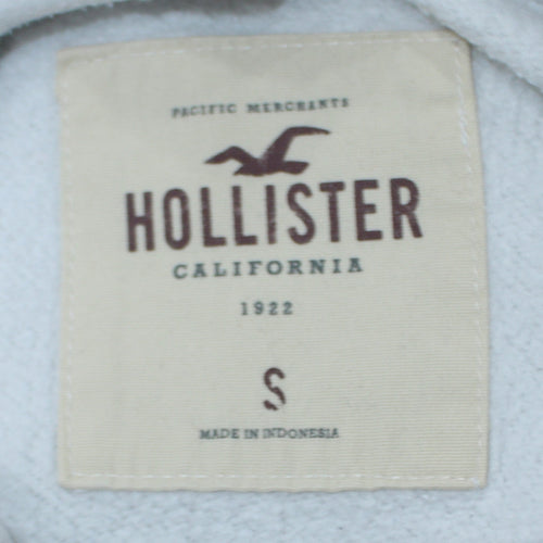 Hollister Womens White Pullover Hoodie Small Logo Print Casual