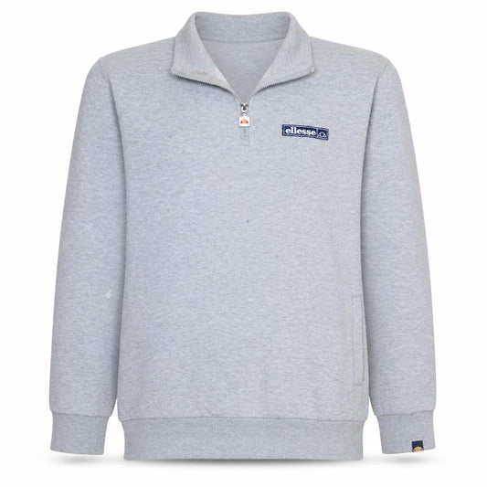Front view of Ellesse Men's Grey 1/4 Zip Pullover Sweatshirt, size L