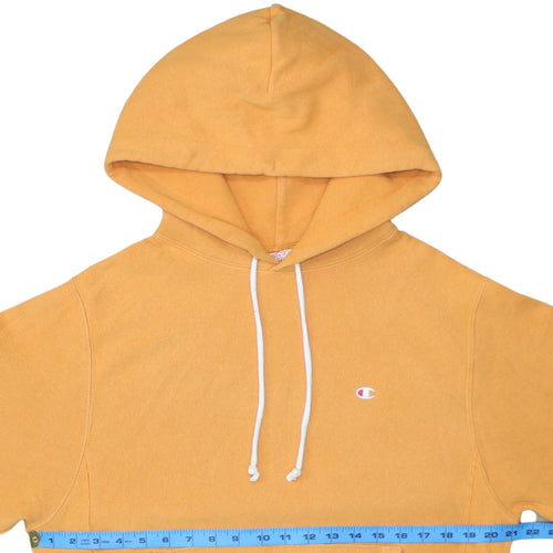 Champion Men's Yellow Reverse Weave Pullover Hoodie Small