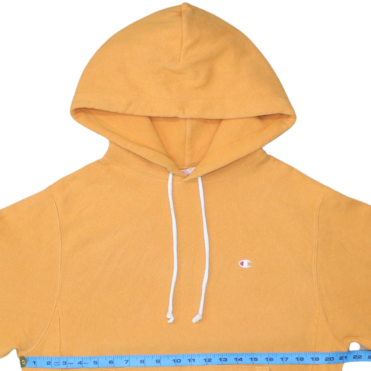 Champion Men's Yellow Reverse Weave Pullover Hoodie Small