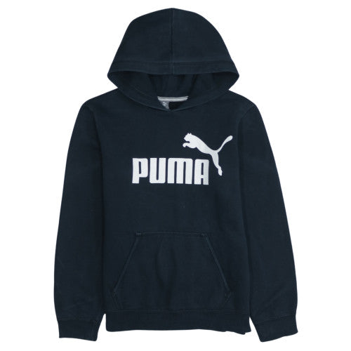 Puma Boys Black Pullover Hoodie XL (164) Graphic Logo Sweatshirt