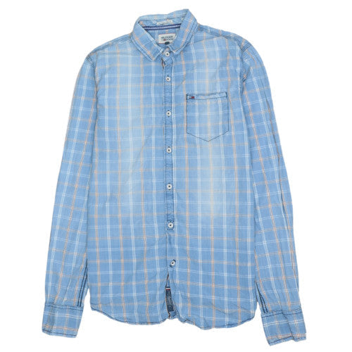 Hilfiger Denim Men's Blue Plaid Button-Up Shirt Size S