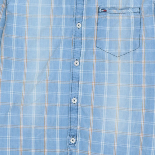 Hilfiger Denim Men's Blue Plaid Button-Up Shirt Size S