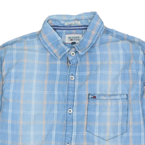 Hilfiger Denim Men's Blue Plaid Button-Up Shirt Size S