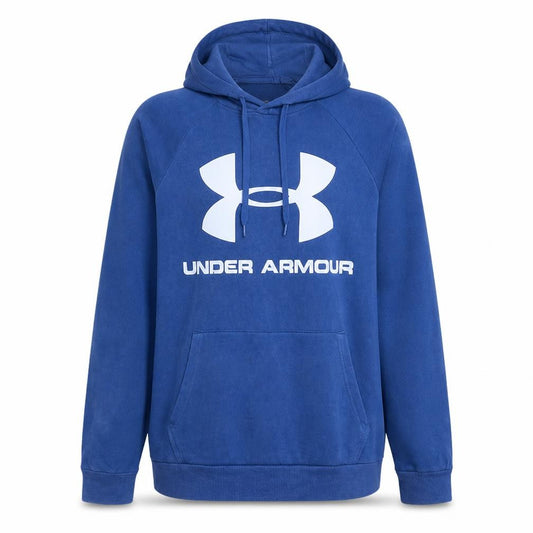 Front view of Under Armour Men's Blue Pullover Hoodie Large Athletic Fit