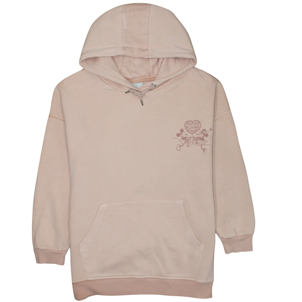Primark Women Beige Disney Mickey & Minnie Pullover Hoodie 2XS Organic Cotton