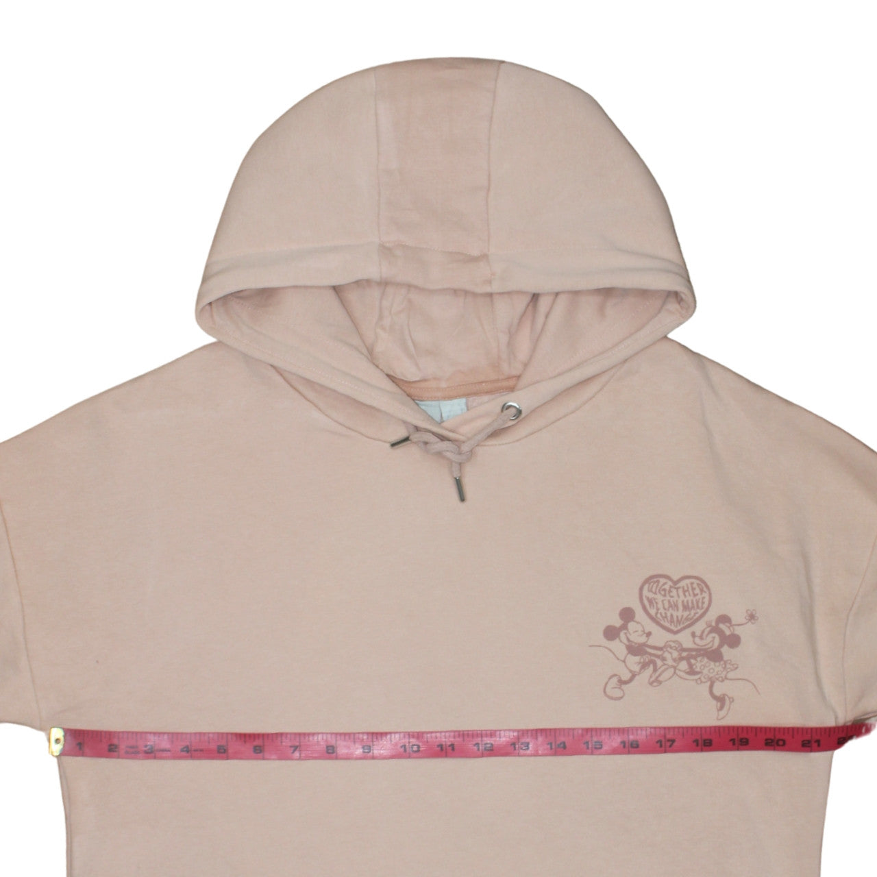 Primark Women Beige Disney Mickey & Minnie Pullover Hoodie 2XS Organic Cotton