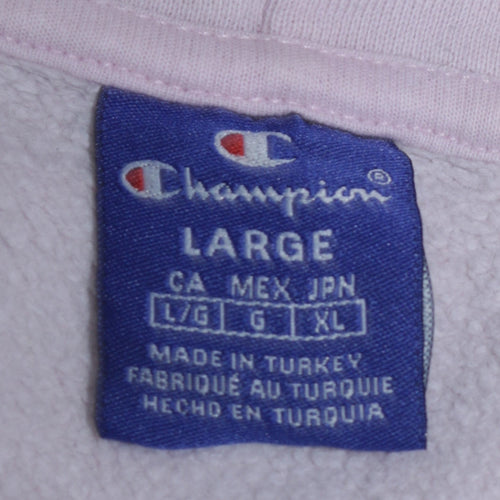 Champion Women Pink Hooded Pullover Sweatshirt Large 100% Cotton