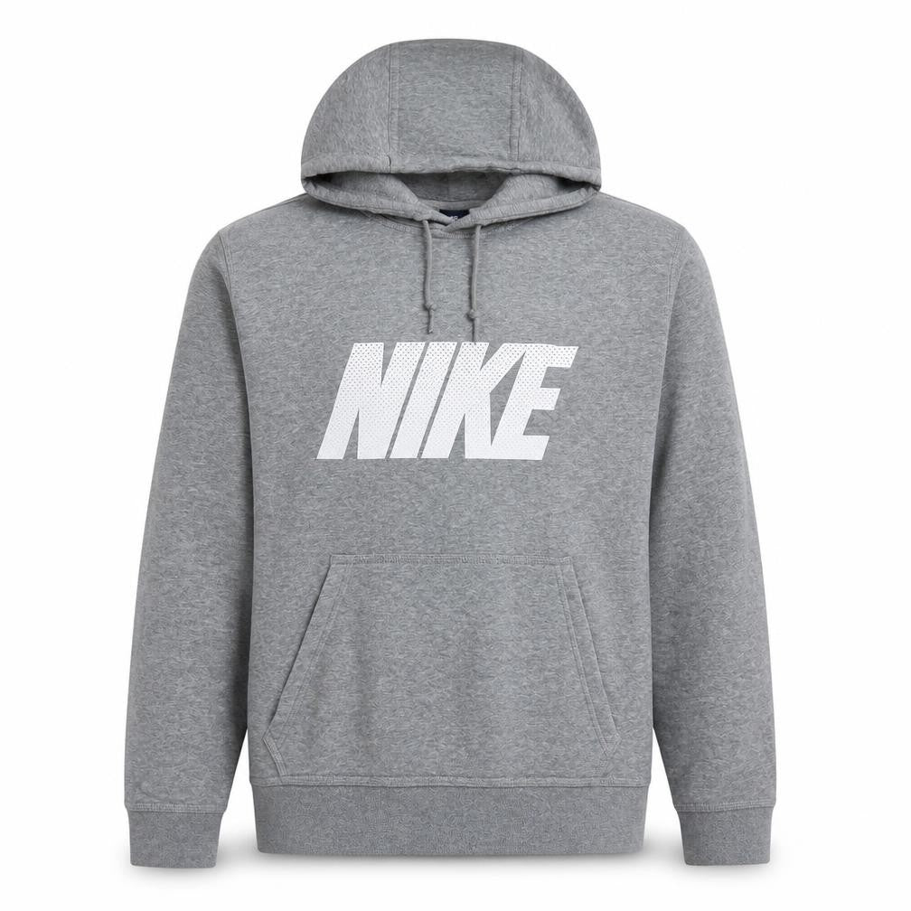 Front view of Nike Men's Grey Pullover Hoodie Medium Classic Logo Style