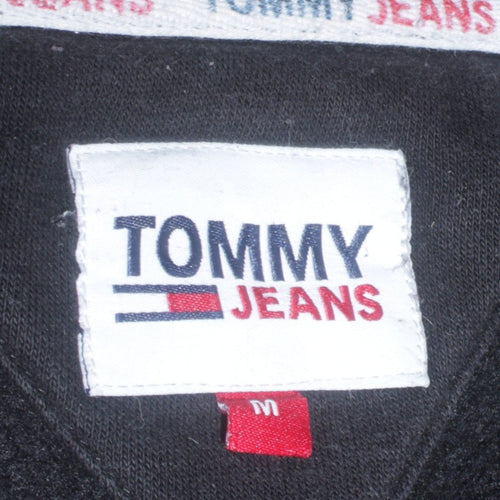 Tommy Jeans Men's Black Pullover Hoodie M Embroidered Logo