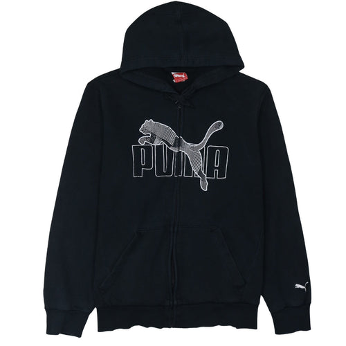 Puma Men's Black XL Full Zip Hoodie with Logo Print