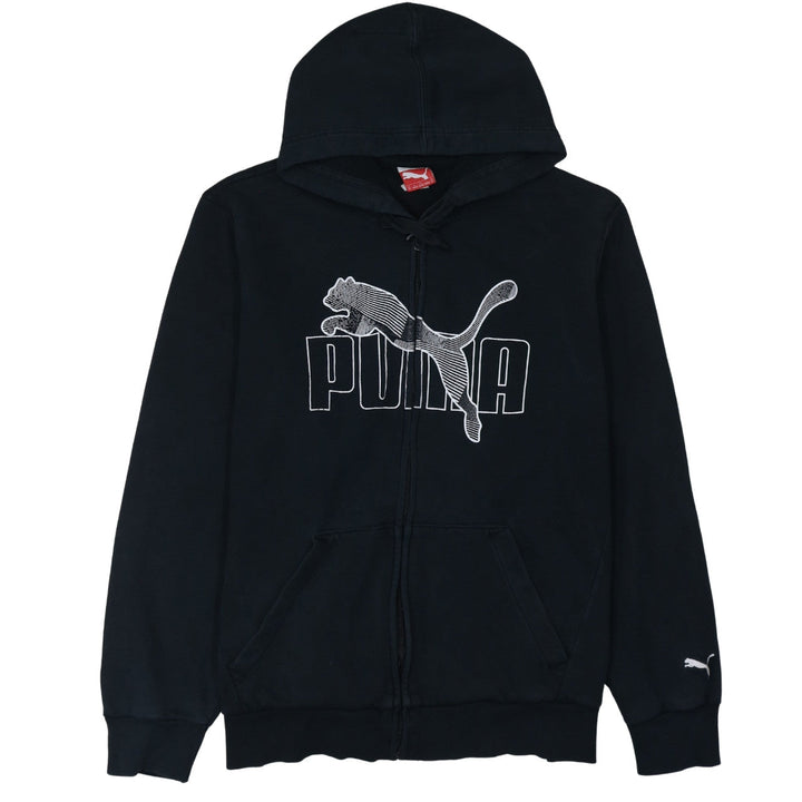 Puma Men's Black XL Full Zip Hoodie with Logo Print