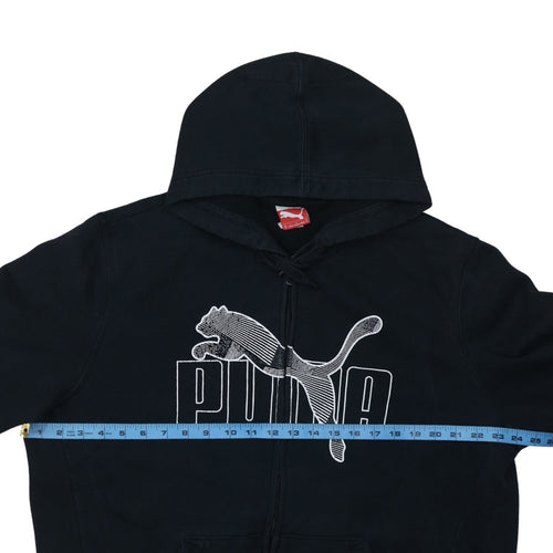 Puma Men's Black XL Full Zip Hoodie with Logo Print