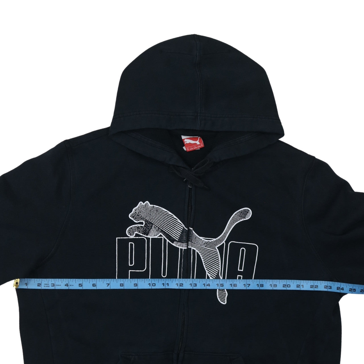 Puma Men's Black XL Full Zip Hoodie with Logo Print