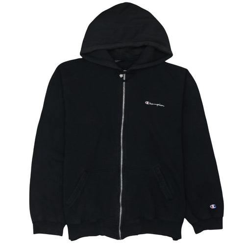 Champion Men's Black 2XL Full Zip Hoodie Cotton Fleece