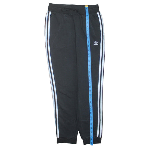 Adidas Women's Black Jogger Trousers UK 12 Elastic Waist Stripe Logo