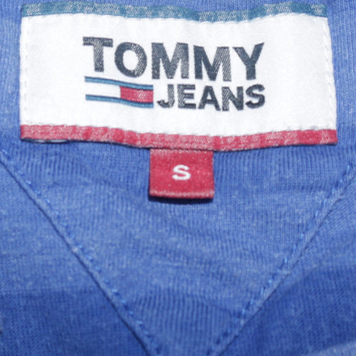 Tommy Jeans Men's Blue Striped Crew Neck Logo T-Shirt Size S