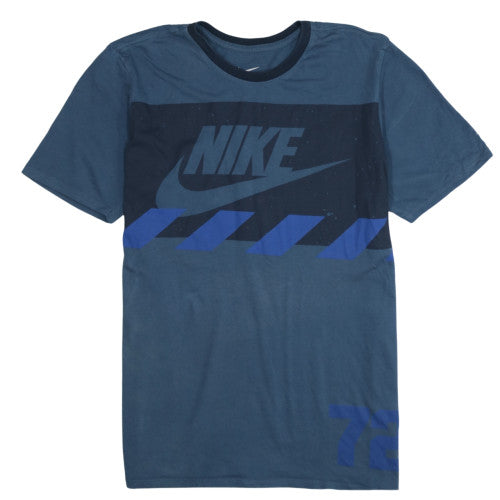 Nike Men's Blue Graphic Print Crew Neck Athletic T-Shirt Medium